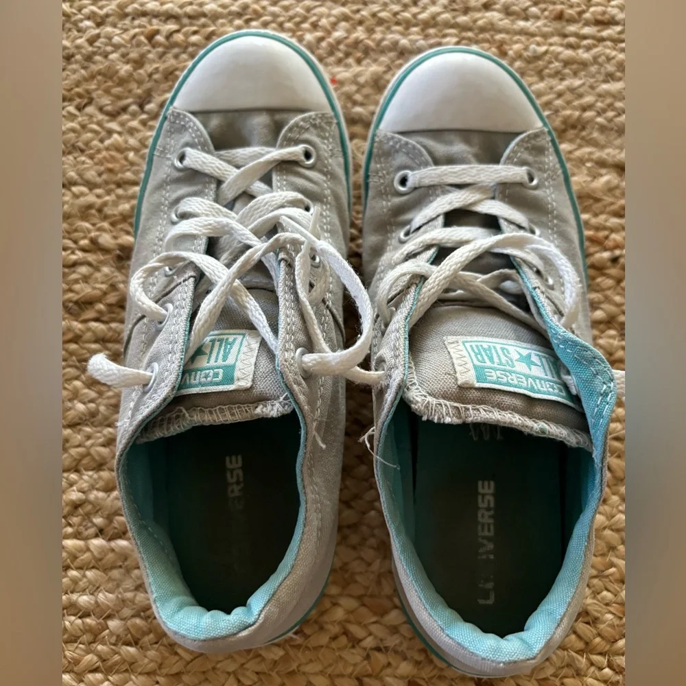Converse All Star Gray Canvas‎ Sneakers Lace Up Athletic Shoes Junior Size 4